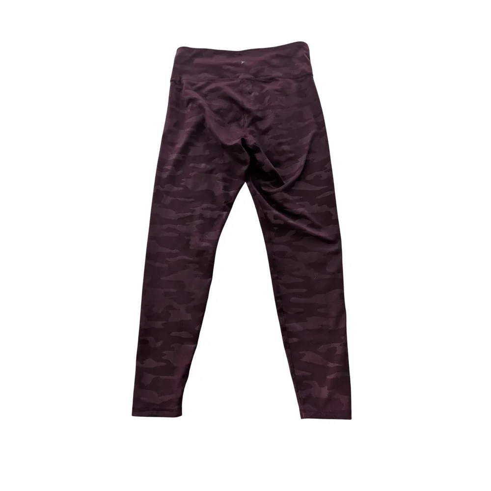 Old Navy Active Elevate Leggings Women L Burgundy Camo Go-Dry High Rise Athletic